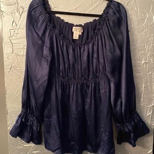 M.S.S.P Max Studio Specialty Products Navy Silk Top size L